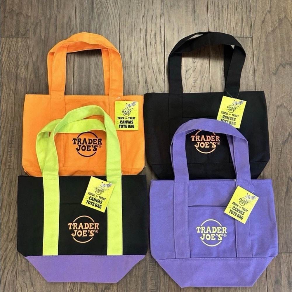 Set of 4 Trader Joe's Halloween Canvas Tote Bags